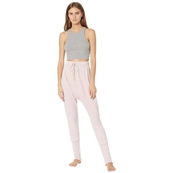 Free People NWT Cozy All Day Harem Leggings Joggers Drawstring Pink Medium New - Picture 10 of 10